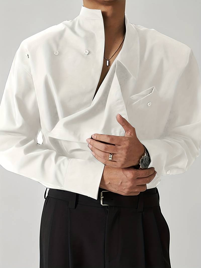 Unique Slim Fit Long-Sleeve Collared Shirt