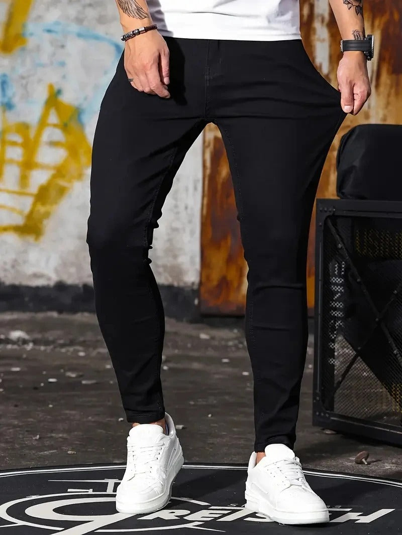 Retro Slim Fit Stretch Jeans - Lässiger Skinny Fit Denim mit Reißverschluss