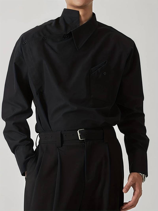 Unique Slim Fit Long-Sleeve Collared Shirt