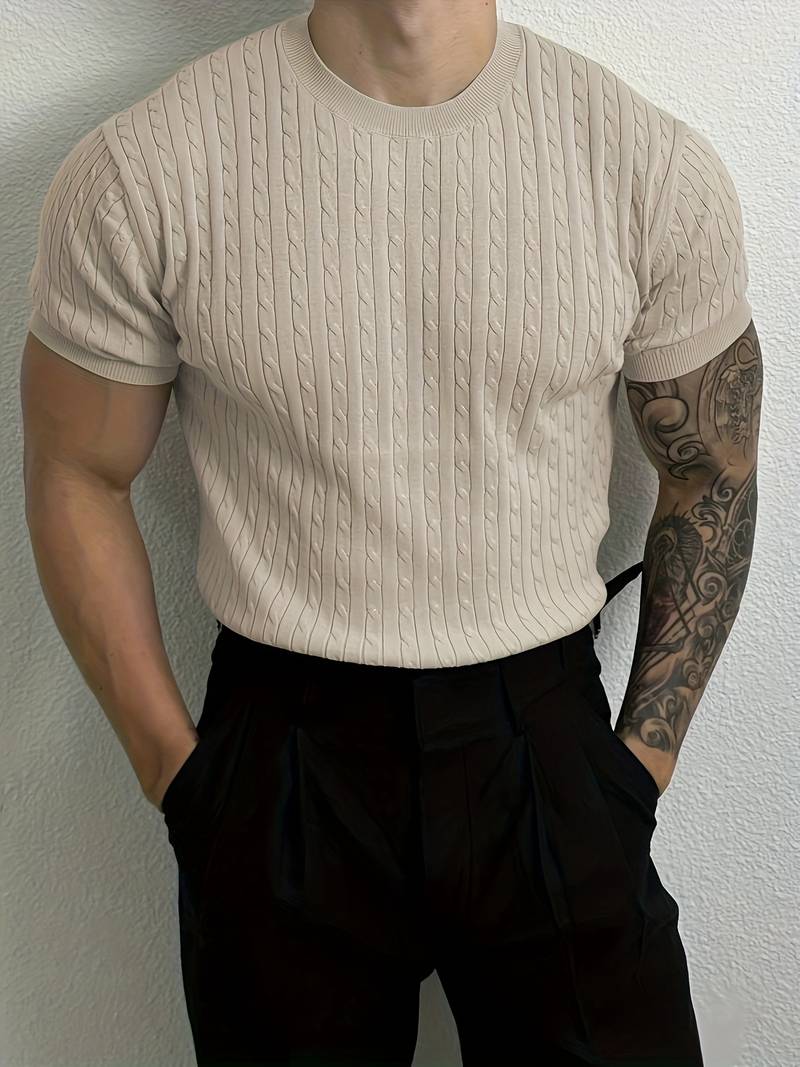 Elegant High Neck Short Sleeve Shirt for Summer Dates Slim Fit