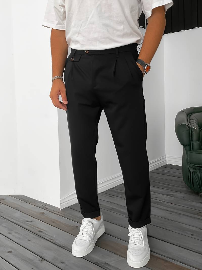 Elegant Regular Semi-Formal Stretch Pants for Business Banquet Black