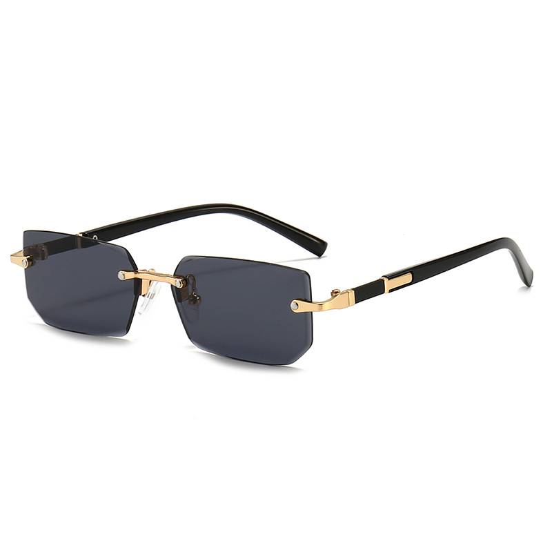 Rahmenlose quadratische Sonnenbrille im Vintage-Stil